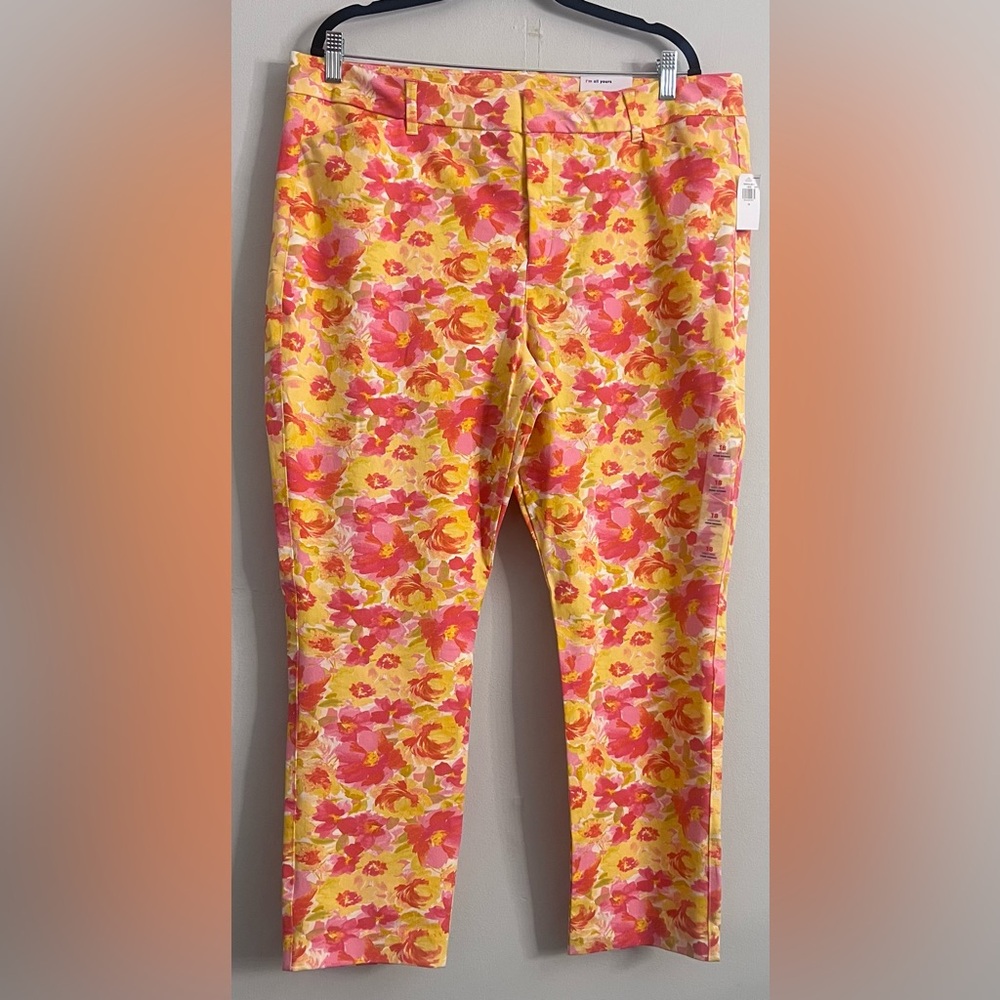 Old navy Yellow and Pink Floral Skinny Pants